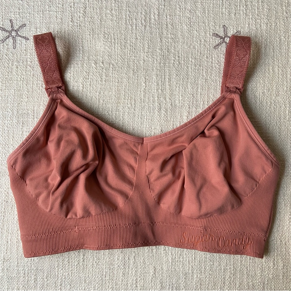 Cake maternity nursing bra Sugar Candy L wireless high support pink mauve rose
